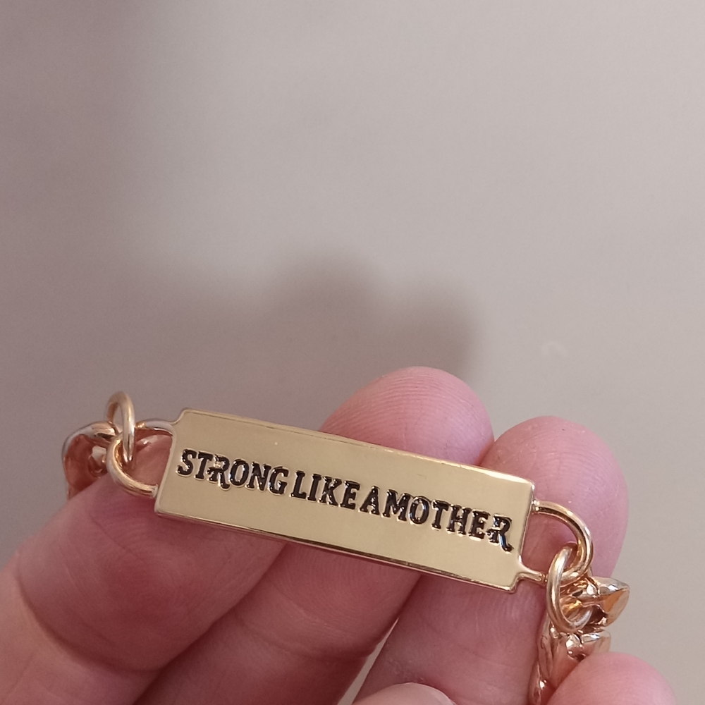 Engraved Gold Tone Chain Bracelet - Picture 4 of 5